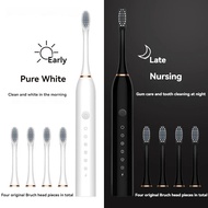 Rechargeable Electric Toothbrush - 6 Mode with Soft Bristles for Adults & Kids, Family Set with 4 Br