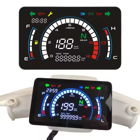 LED Digital Motorcycle Speedometer Adjustable Motorbike Dashboard Larger Board Full Digital Speedome
