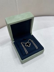 全新Van Cleef & Arpels  Alhambra 四葉幸運系列 黑瑪瑙四葉草 18k金 中花 項鍊 頸鏈 女款黑色禮盒單花 VCA VCARA45800