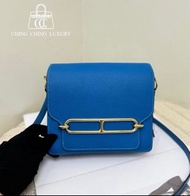 🌈Hermes💙Mini Roulis 19💙水妖藍金扣🌟98.5新🌟Evercolor皮🌟miniroulis🌟roulis19🌟愛馬仕🌟