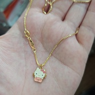 kalung anak balita hello kitty pink emas asli 375 8k gold ubs 35cm