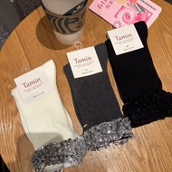 Double Needle European Goods Gray Style Wear'light Luxury Sequins Heavy Industry Trendy Socks Celebr