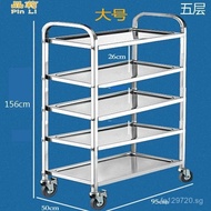 Snack Cart Hand-Pushed Cart Food Cart with Wheels Stainless Steel Small Cart Restaurant Bowl Collect