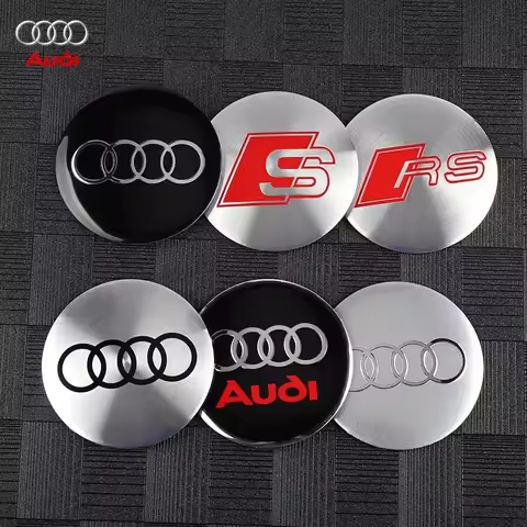 56/60/63/65/68mm 4PCS Car Wheel Hub Caps Emblem Badge Stickers Decoration for Audi S RS A4 B8 B6 B9 