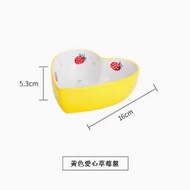 DDS - 空氣炸鍋專用碗陶瓷烤盤【黃色愛心草莓盤】#N78_028_337