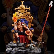 Throne Ace One Piece Square Box GK Fire Fist Ace Seated Throne Figure Decoration Model Statue Resonance