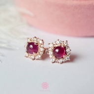 Rosenmarry/ ต่างหูพลอยทับทิมแท้ ตัวเรือนเงินแท้925 จัดส่งพร้อมกล่อง RE003