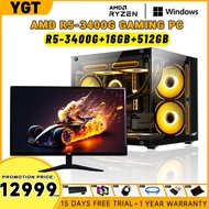 AMD RYZEN 5 3400G Gaming Full PC Set DDR4 8GB/16GB RAM M.2 256GB/512GB SSD Desktop Computer Set