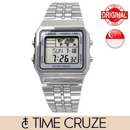 [Time Cruze] Casio A500 World Time Adjustable Stainless Steel Men Women Watch A500WA-7DF A500WA-7 A5