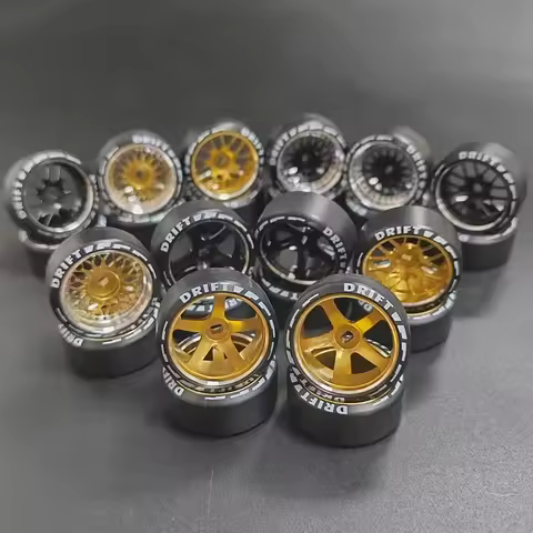 4pcs/set alloy rc wheel rim+ drift tire for 1/28P929 K989 MINI-Z rally model car upgraded part