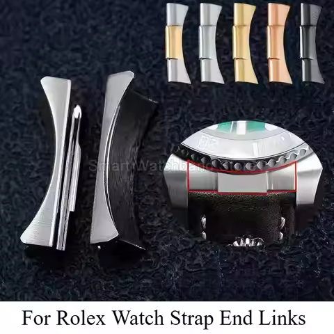 Anti-Corrosive Stainless Steel Watchband End Links for Rolex Daytona Black Submariner Curved Mirror 