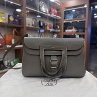 95%NEW USED HERMES HALZAN 31 8F錫器灰銀扣 ,ETAIN TC皮 PHW,STAMP T #愛馬仕