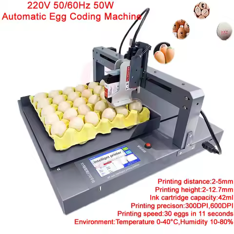 Six Printheads Assembly Line egg Coding Machine XY Axis Egg Coding Machine Adjustable Height Various
