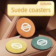 Car Cup Pad Suede Coaster Non-Slip Mat car  for Nissan Kicks Sentra Qashqai X-Trail NV200 NoteSylphy