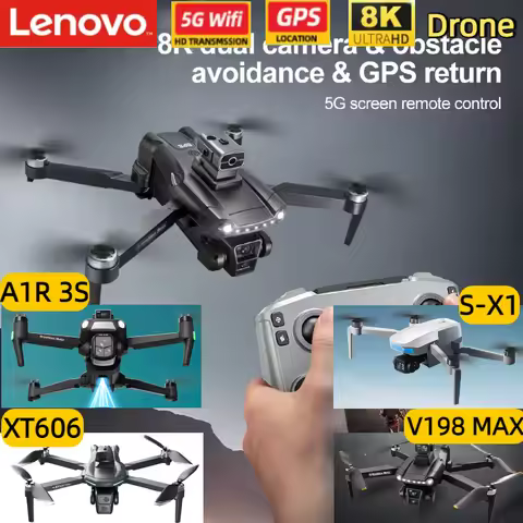 Lenovo True GPS 8K Drone V198 MAX XT606 A1R S-X1: WiFi RC Quadcopter Featuring Obstacle Avoidance & 