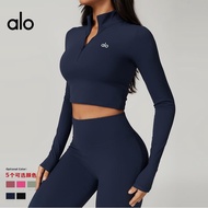 A alo Yoga Clothes for Women yoga High-strength Tight-fitting T T-shirt Long Sleeve Half Zipper Fitn