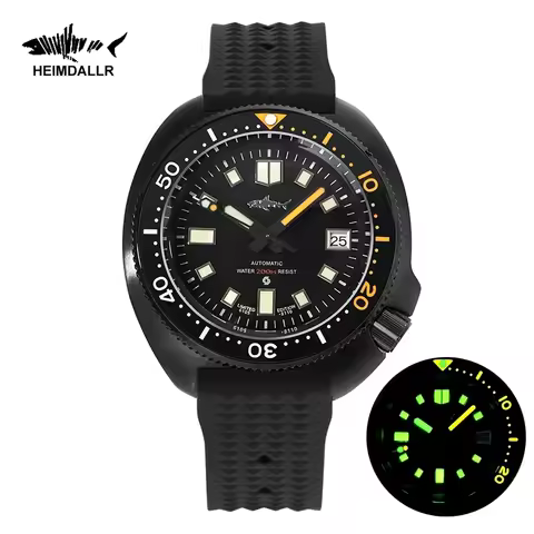 Heimdallr Men's watches 44mm PVD 6105 Diver Watch Japan NH35 Movement Automatic 200M Waterproof Cera