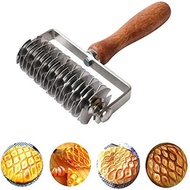yu Stainless Steel Lattice Roller Cutter Pastry Cutter Roller DIY Baking Tool for Dought Cookie Brea