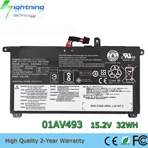 01AV493 15.2V 32Wh Laptop Battery for Lenovo ThinkPad T570 T580 P51s P52s 00UR890 00UR891 etc.