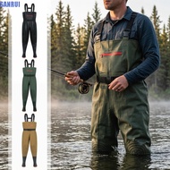 SANRUI Fishing Waders Suit, Durable PVC Thicken Waterproof Overalls, Useful Adjustable with Boot Dou