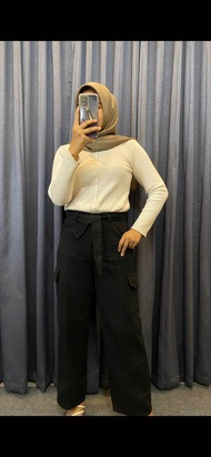 Celana Kulot CargoJeans Wanita Gesper J41 Celana Jeans Tali Gesper Kulot Jeans Cargo Kulot Cargo Kek