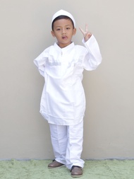 Outlet Nadira - Setelan Baju Muslim Koko Pakistan Anak Laki-laki Putih Lengan Panjang / Setelan Koko Turki Kurta Anak Warna Putih / Set Baju Muslim Anak Laki-Laki Terlaris / Best Quality / Gratis Ongkir