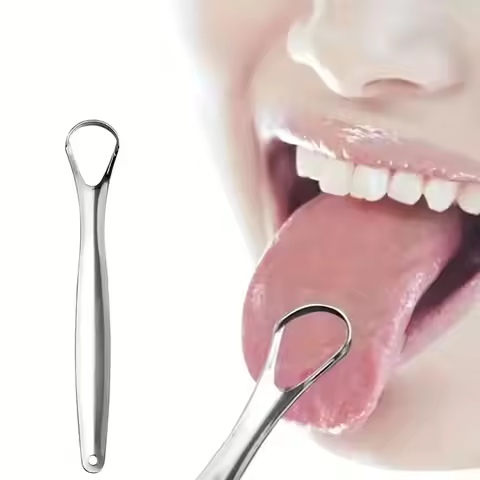 New Stainless Steel Tongue Scraper Removing Bad Breath Silver Halitosis Clean Tongue Coating Cleanin