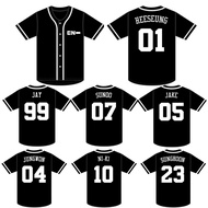 HITAM Black baseball jersey enhypen kpop tracksuit tops korean jungwon heeseung sunghoon sunoo niki 