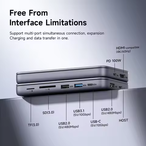 Hagibis 9 in 1 USB C HUB with M.2 NVMe/SATA SSD Enclosure 4K HDMI-compatible 100W PD USB 3.1 Docking