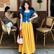 Blue Plaid Small Flying Sleeve Pettiskirt
