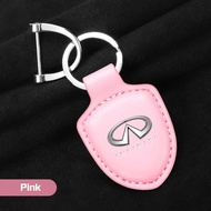 Metal Leather Car Keychain For Infiniti Q50 Q60 Q70 QX50 QX60 QX70 G25 FX JX35 FX25 FX35 EX35 Key Ri