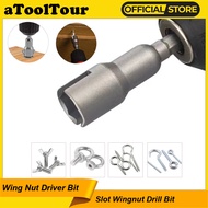 Power Wing Nut Driver Bit, Slot Wingnut Drill Bit Socket Wrench Tool, Butterfly Screw Eye Hook Bolt Hurricane Shutter Adapter for Power Tool Slotted Electric Screwdriver Sleeve