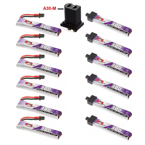 6PCS GAONENG 1S 380mAh 3.8V 60C GNB HV Lipo Battery A30 High Current Discharge Connector For FPV RC