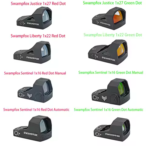 Swampfox Micro Reflex Justice 1x27mm 1x22mm 1x16mm Manual Automatic Red Dot Green Dot Scope, Tactica