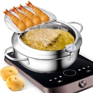 KYACHITOS 3.4L Deep Fryer Pot, Japanese Deep Frying Pot, Small Deep Fryer with Temperature Gauge