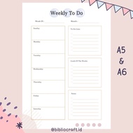 Bibliocraft Loose Leaf A5 & A6 | 20 holes | 20 Holes | 6 Holes | 6 Holes - Gray Dots Weekly To Do