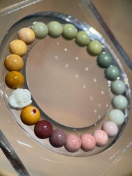 天然阿拉善瑪瑙+小飛象象神猛獁象牙 漸變糖果 手串手鏈