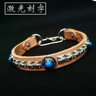 Dog Collar Pet Genuine Leather Dog Collar Cowhide Small Medium Large Dog Gree Ebit Doberman Dog Chai