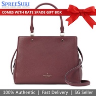 Kate Spade Handbag In Gift Box Crossbody Bag Leila Medium Triple Compartment Satchel Cherrywood Dark Red # WKR00335