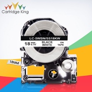 Black on White SS18KW LC-5WBN 3/4"(18mm) Label Tape for Epson King Jim LW-C410 LW-400 LW-400L Tepra 