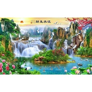 Print Poster, WATERFALL VIEW, JUMBO Size, 100x70cm & 150x100cm & 200x100cm/ Print Poster/ Wall Decor