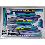 Old Stock Sticker Body Honda Ex5 Warna Biru (3) H378 Jenama Runcing