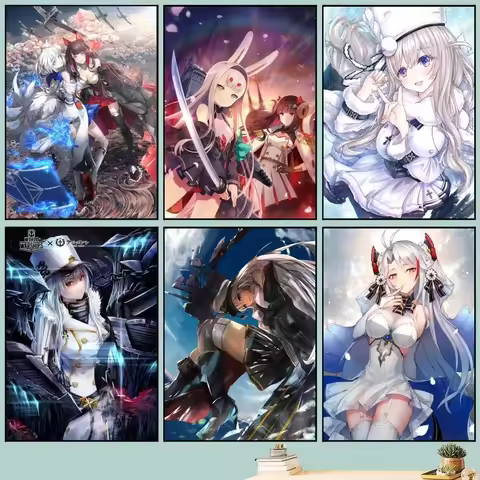 Anime Game Azur Lane Poster Vintage Movie Poster Wall Art Painting Study Stickers Big Szie Wall Pain