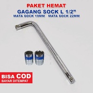 MATA 1⁄2" Inch Socket Wrench Handle Package + 19mm 22mm Shock Socket Bit CVT Wrench/ Double Canvas W