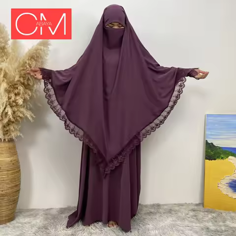 Muslim Abaya Khimar Set Dubai Abaya With Khimar For Women Hijab Dress Prayer Modesty Plus Size Abaya