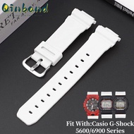 16mm Watch Band Replace For Casio G-Shock 5600 6900 Series PU Rubber Watchband Waterproof Soft Resin White Wrist Straps Stainless Steel Buckle