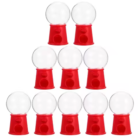 10pcs Mini Gumball Machine Bright Colors Reusable Plastic Dispenser Safe Materials Candy Machine Gif