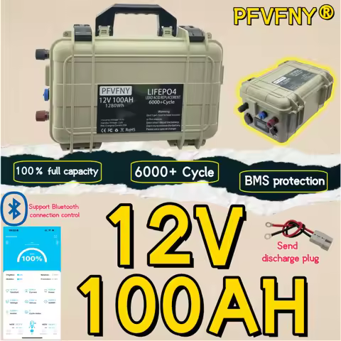 Air fast transportation LiFePO4 Lithium Battery 12V100AH MAX 100A BT BMS 1280Wh For RV/ Trolling Mot