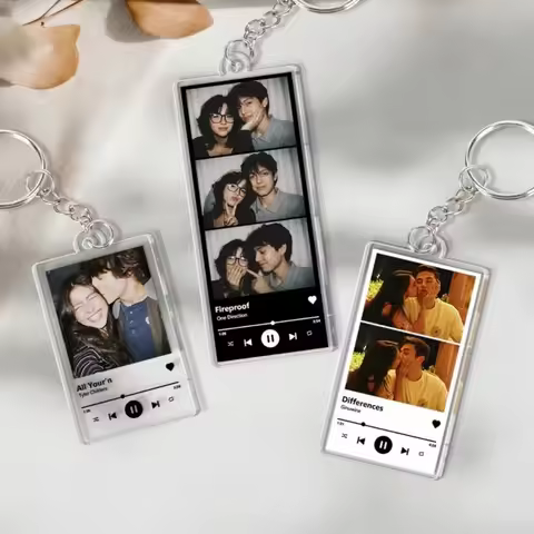 Personalized Spotify Music Player Keychain Your Own Photo Acrylic Keyring Custom Song Artist Picture
