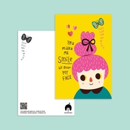 Minifanfan | You Make Me Smile All Over My Face Postcard | Friendship Inspirational Quotes Encourage